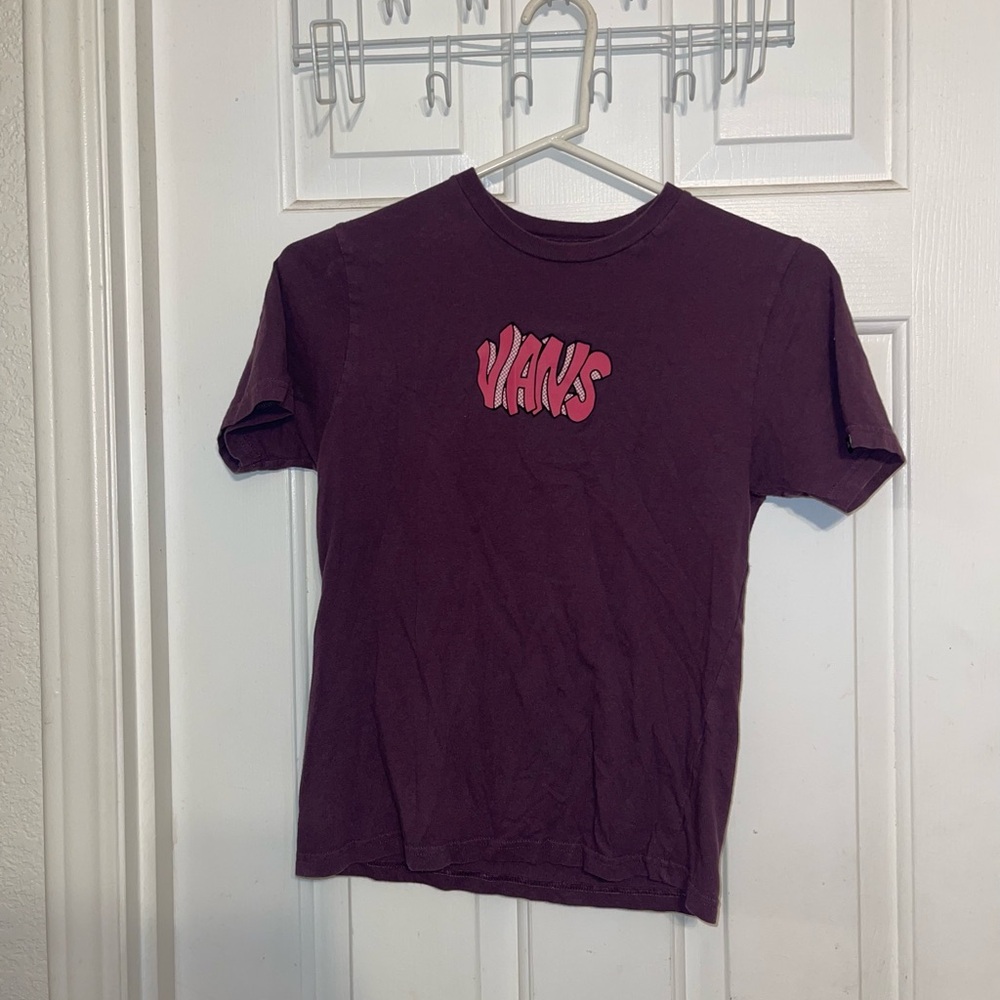 Vans Kids Burgundy Tee with Pink Logo